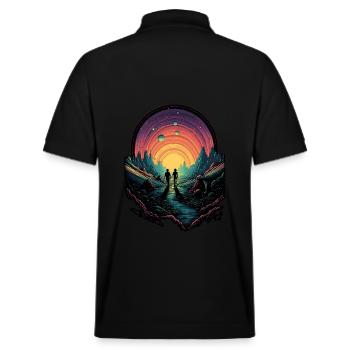 Surrealistische Motiv - Paar vorm Sonnenuntergang - Stanley/Stella Unisex Bio-Poloshirt PREPSTER - Schwarz - Hinten - Andy (188cm)