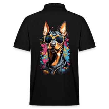 Cooler Dobermann Hund Design mit Stil - Stanley/Stella Unisex Bio-Poloshirt PREPSTER - Schwarz - Hinten - Andy (188cm)