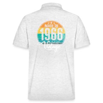 Vintage Made in 1966 Geburtsjahr 1966 Geburtstag - Stanley/Stella Unisex Bio-Poloshirt PREPSTER - Weiß meliert - Hinten - Andy (188cm)