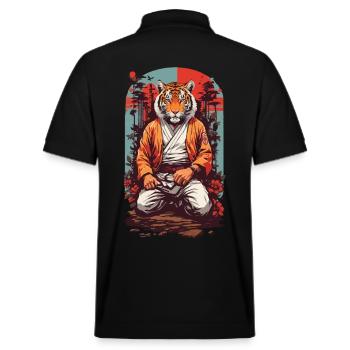 Tigre asiatique Karaté Arts martiaux Design rétro - Polo PREPSTER bio Stanley/Stella Unisexe - noir - Dos - Andy (188cm)
