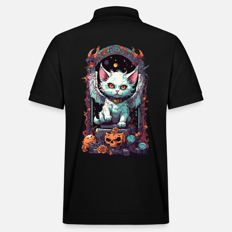 Okkulte Dämonen Katze Gothic Style - Stanley/Stella Unisex Bio-Poloshirt PREPSTER - Schwarz