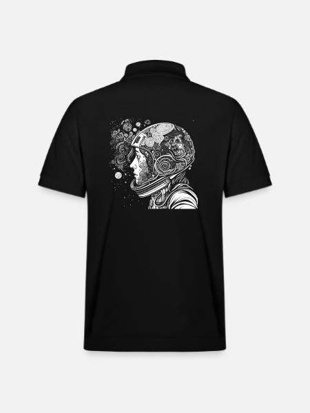 "Psychonaut" Psychedelic astronaut with patterns - Stanley/Stella Unisex Organic Polo Shirt PREPSTER - black