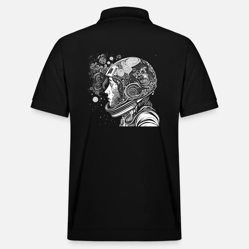 "Psychonaut" Psychedelic astronaut with patterns - Stanley/Stella Unisex Organic Polo Shirt PREPSTER - black