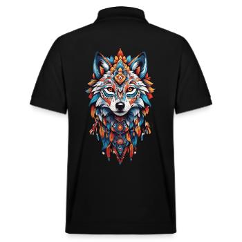 spirituel du loup Mandala et plumes indiennes - Polo PREPSTER bio Stanley/Stella Unisexe - noir - Dos - Andy (188cm)
