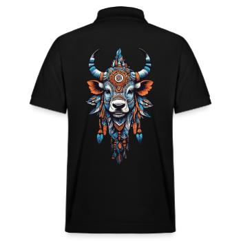 Vache indienne Mandala ésotérique Design - Polo PREPSTER bio Stanley/Stella Unisexe - noir - Dos - Andy (188cm)