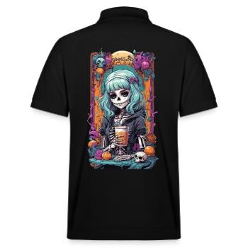 Gothic Girl citrouille épices Latte Design d’automne - Polo PREPSTER bio Stanley/Stella Unisexe - noir - Dos - Andy (188cm)