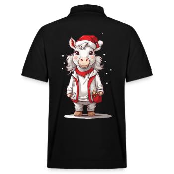 Festliches Pony Winter Design Pferdeliebhaber - Stanley/Stella Unisex Bio-Poloshirt PREPSTER - Schwarz - Hinten - Andy (188cm)
