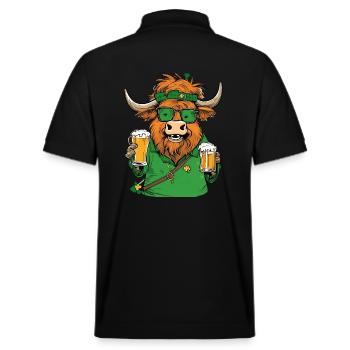 St Patricks Day Kostüm Highland Cow Irish pub beer - Stanley/Stella Unisex Bio-Poloshirt PREPSTER - Schwarz - Hinten - Andy (188cm)