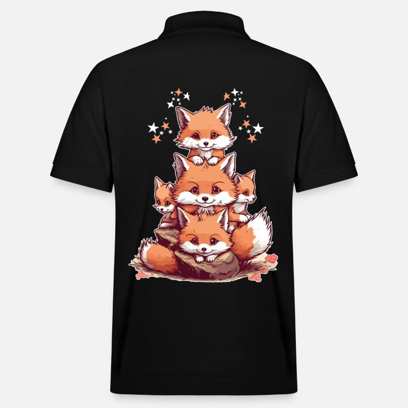 Niedliche Füchse - Stanley/Stella Unisex Bio-Poloshirt PREPSTER - Schwarz