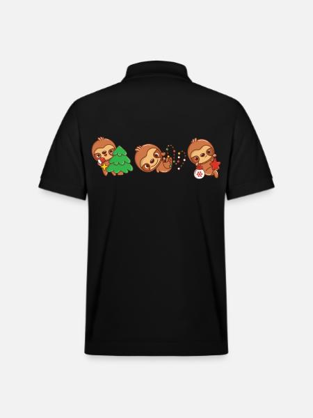 Funny Sloth Christmas. Xmas Slothy - Stanley/Stella Unisex Organic Polo Shirt PREPSTER - black