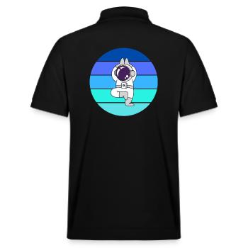 Astronaut, fliegende Rakete im Weltraum - Stanley/Stella Unisex Bio-Poloshirt PREPSTER - Schwarz - Hinten - Andy (188cm)
