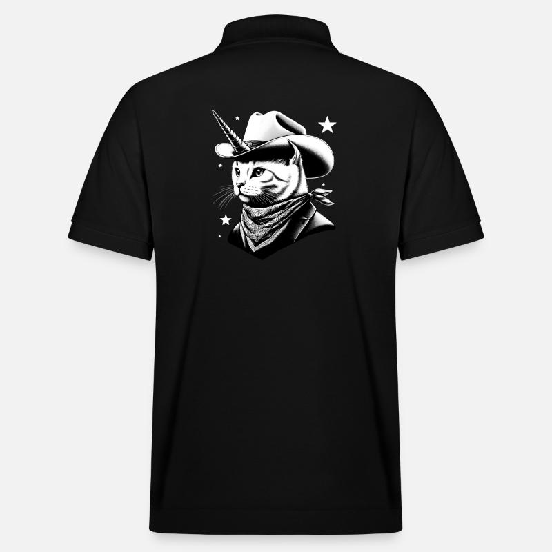 Cowboy-Katze-Einhorn - Stanley/Stella Unisex Bio-Poloshirt PREPSTER - Schwarz