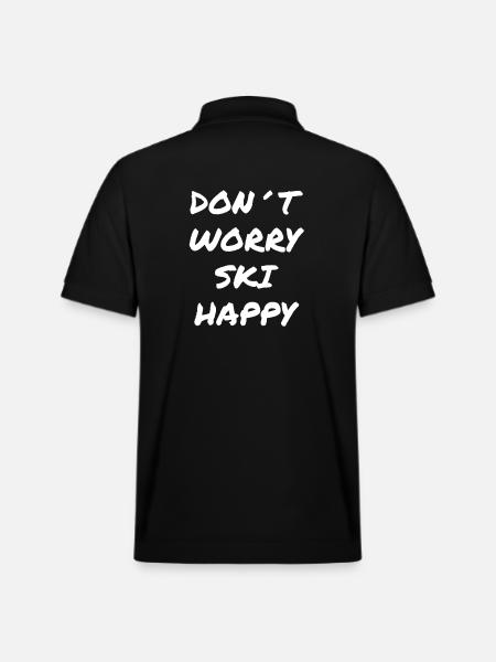 Don't Worry Ski Happy Saying - Stanley/Stella Unisex Organic Polo Shirt PREPSTER - black