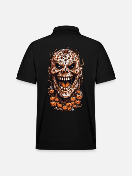 Creepy Halloween Pumpkin Trypophobia Design - Stanley/Stella Unisex Organic Polo Shirt PREPSTER - black