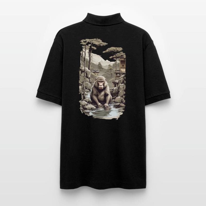 Singe japonais macaque ukiyo-e dans un design de source chaude Polo PREPSTER bio Stanley/Stella Unisexe