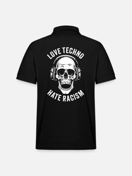 LOVE TECHNO HATE RACISM - Stanley/Stella Unisex Organic Polo Shirt PREPSTER - black