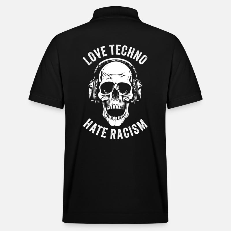 LOVE TECHNO HATE RACISM - Stanley/Stella Unisex Organic Polo Shirt PREPSTER - black