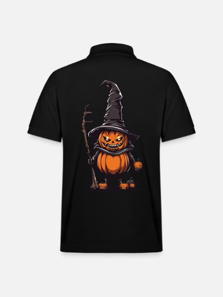 Funny Halloween Pumpkin Witches Monster - Stanley/Stella Unisex Organic Polo Shirt PREPSTER - black