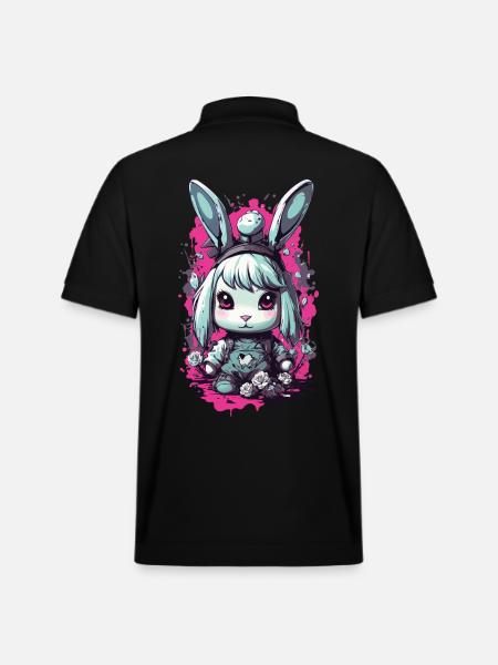 Goth Bunny Kawaii Pastel Gothic Design - Stanley/Stella Unisex Organic Polo Shirt PREPSTER - black