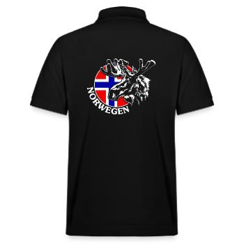 NORWEGEN Elch Tier Wildnis Wilsigns - Stanley/Stella Unisex Bio-Poloshirt PREPSTER - Schwarz - Hinten - Andy (188cm)
