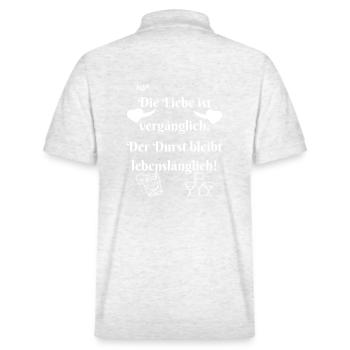 Durst bleibt lebenslänglich. - Stanley/Stella Unisex Bio-Poloshirt PREPSTER - Weiß meliert - Hinten - Andy (188cm)