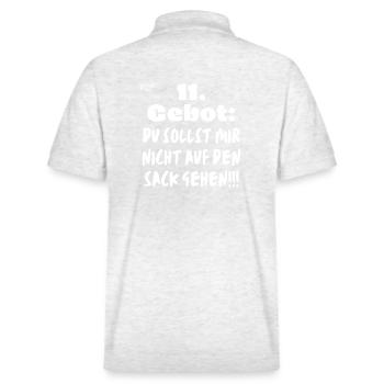 11 Gebot Du sollst mir nicht auf den Sack gehen. - Stanley/Stella Unisex Bio-Poloshirt PREPSTER - Weiß meliert - Hinten - Andy (188cm)