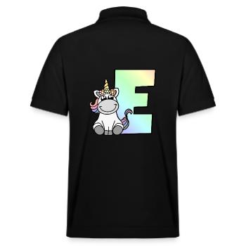 Unicorn Letter E - Stanley/Stella Unisex Organic Polo Shirt PREPSTER - black - Back - Andy (188cm)