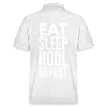 Crypto Currency design Eat Sleep HODL Repeat - Stanley/Stella Unisex Organic Polo Shirt PREPSTER - heather white - Back - Andy (188cm)