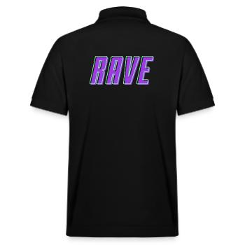 Retro 80er 90er Rave Schriftzug - Stanley/Stella Unisex Bio-Poloshirt PREPSTER - Schwarz - Hinten - Andy (188cm)