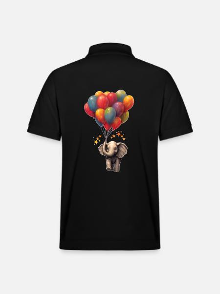 Eléphant avec ballons - Polo PREPSTER bio Stanley/Stella Unisexe - noir