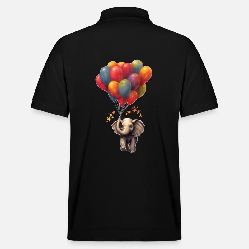 Elefant mit Luftballons - Stanley/Stella Unisex Bio-Poloshirt PREPSTER - Schwarz