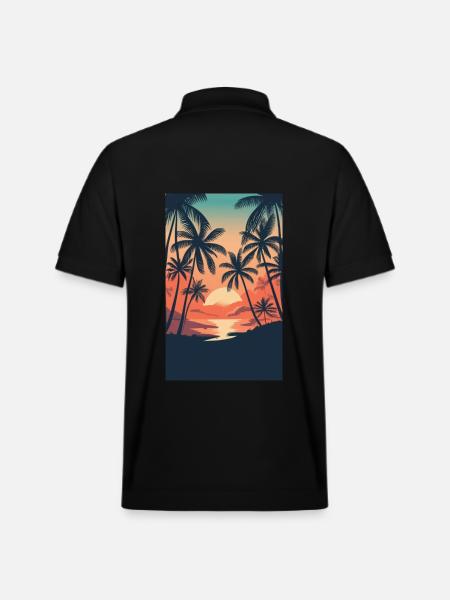 beach palmier mer - Polo PREPSTER bio Stanley/Stella Unisexe - noir