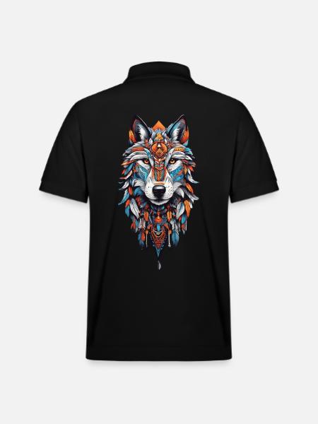 Wolf Spirit Mandala & Feather Jewelry Bohemian Design - Polo orgánico unisex PREPSTER de Stanley/Stella - negro