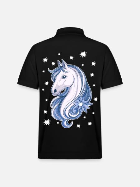 Pferd mit Sternen - Stanley/Stella Unisex Bio-Poloshirt PREPSTER - Schwarz