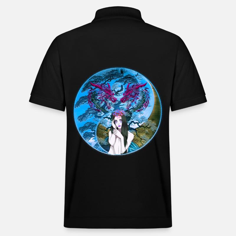 Drache Drachen Mädchen Märchen Fantasy - Stanley/Stella Unisex Bio-Poloshirt PREPSTER - Schwarz