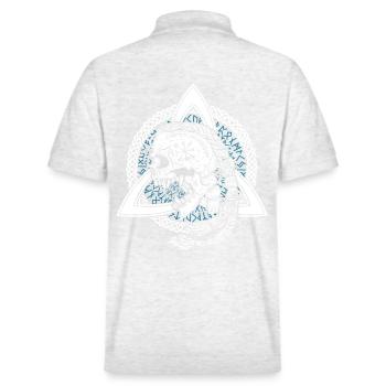 Okkultes Wikinger Hexen Symbol Runen Skull Triskel - Stanley/Stella Unisex Bio-Poloshirt PREPSTER - Weiß meliert - Hinten - Andy (188cm)
