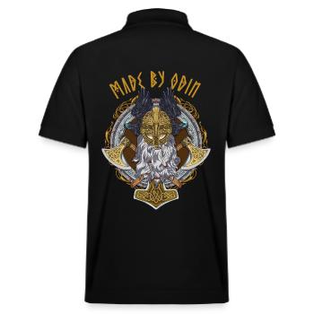 Drôle de dicton viking avec des runes Fait par Odin - Polo PREPSTER bio Stanley/Stella Unisexe - noir - Dos - Andy (188cm)