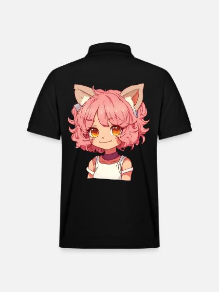 Kemonomimi Kawaii Anime Girl Manga Design - Stanley/Stella Unisex Organic Polo Shirt PREPSTER - black