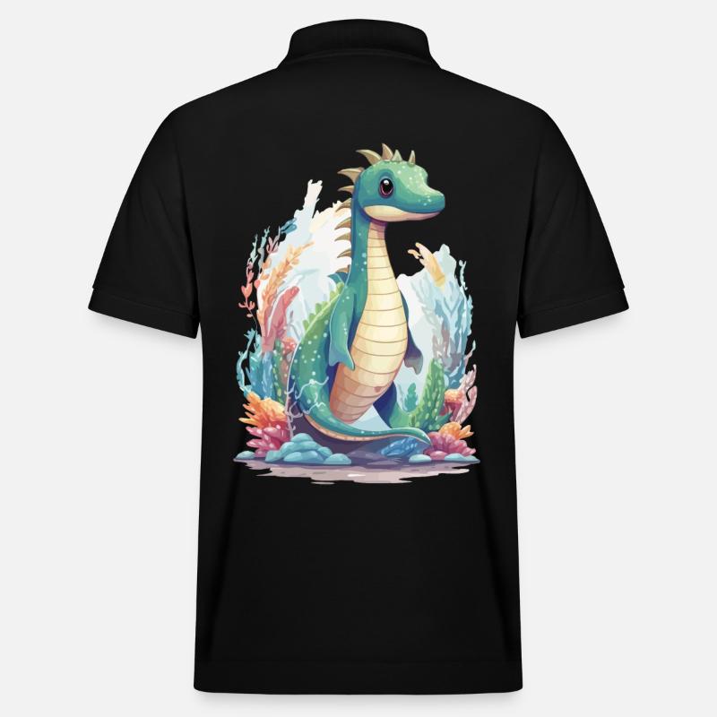 Conception de dessin animé de dinosaure sous-marin mignon - Polo PREPSTER bio Stanley/Stella Unisexe - noir