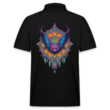 Faszinierende Fledermaus Im Spirituellen Mandala - Stanley/Stella Unisex Bio-Poloshirt PREPSTER - Schwarz - Hinten - Andy (188cm)