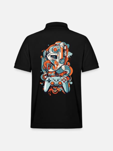 Abstract Art Aesthetic Gamer Design - Stanley/Stella Unisex Organic Polo Shirt PREPSTER - black