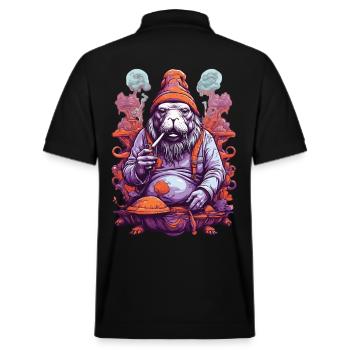 Lebendige Farben Musik Festival Wald Pilze - Stanley/Stella Unisex Bio-Poloshirt PREPSTER - Schwarz - Hinten - Andy (188cm)