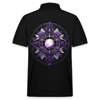 Moon Mandala Design Aesthetic Spiritual - Stanley/Stella Unisex Organic Polo Shirt PREPSTER - black - Back - Andy (188cm)