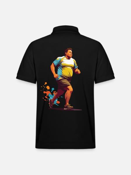 Funny Overweight Runner Fitness - Stanley/Stella Unisex Organic Polo Shirt PREPSTER - black