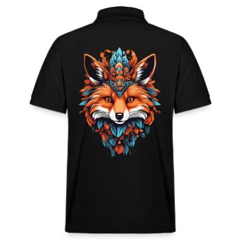 Fox Spiritual Mandala Dream Catcher Design - Stanley/Stella Unisex Organic Polo Shirt PREPSTER - black - Back - Andy (188cm)