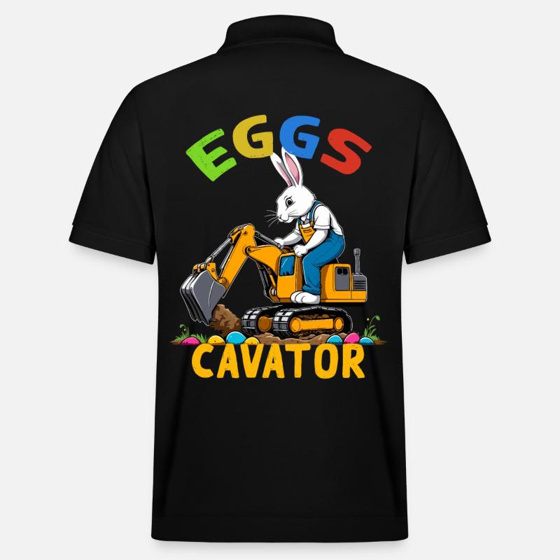 Lustiger Ostern Spruch Osterhase Baggerfahrer - Stanley/Stella Unisex Bio-Poloshirt PREPSTER - Schwarz