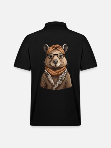 Drôle Capymama Capybara Mère Design - Polo PREPSTER bio Stanley/Stella Unisexe - noir