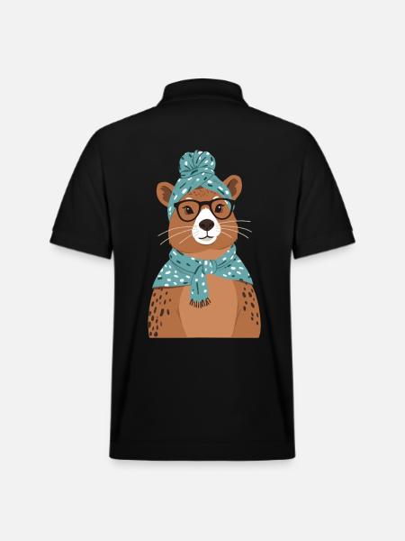 Drôle Capymama Capybara Maman - Polo PREPSTER bio Stanley/Stella Unisexe - noir