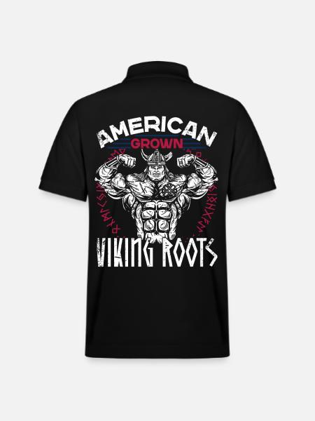 Muscular American Norse Viking - Stanley/Stella Unisex Organic Polo Shirt PREPSTER - black
