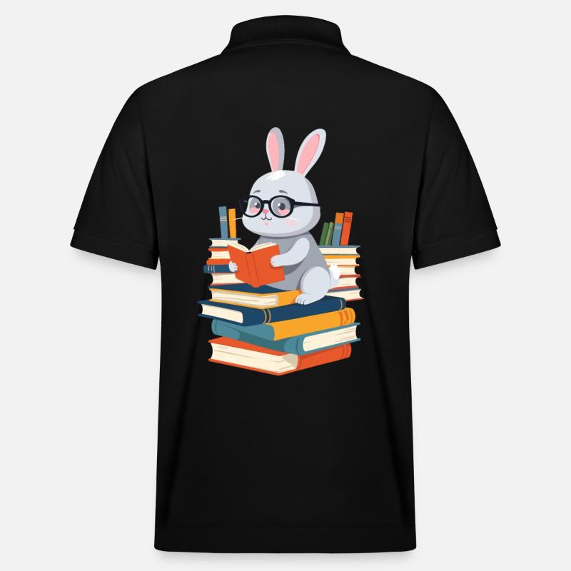Lesender Hase Begeisterter Buchliebhaber - Stanley/Stella Unisex Bio-Poloshirt PREPSTER - Schwarz